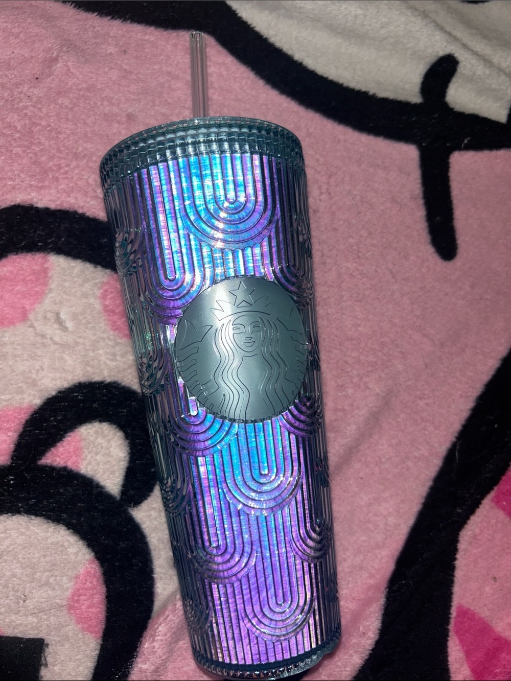 Starbucks Iridescent Purple and Blue Studded Tumbler with Straw